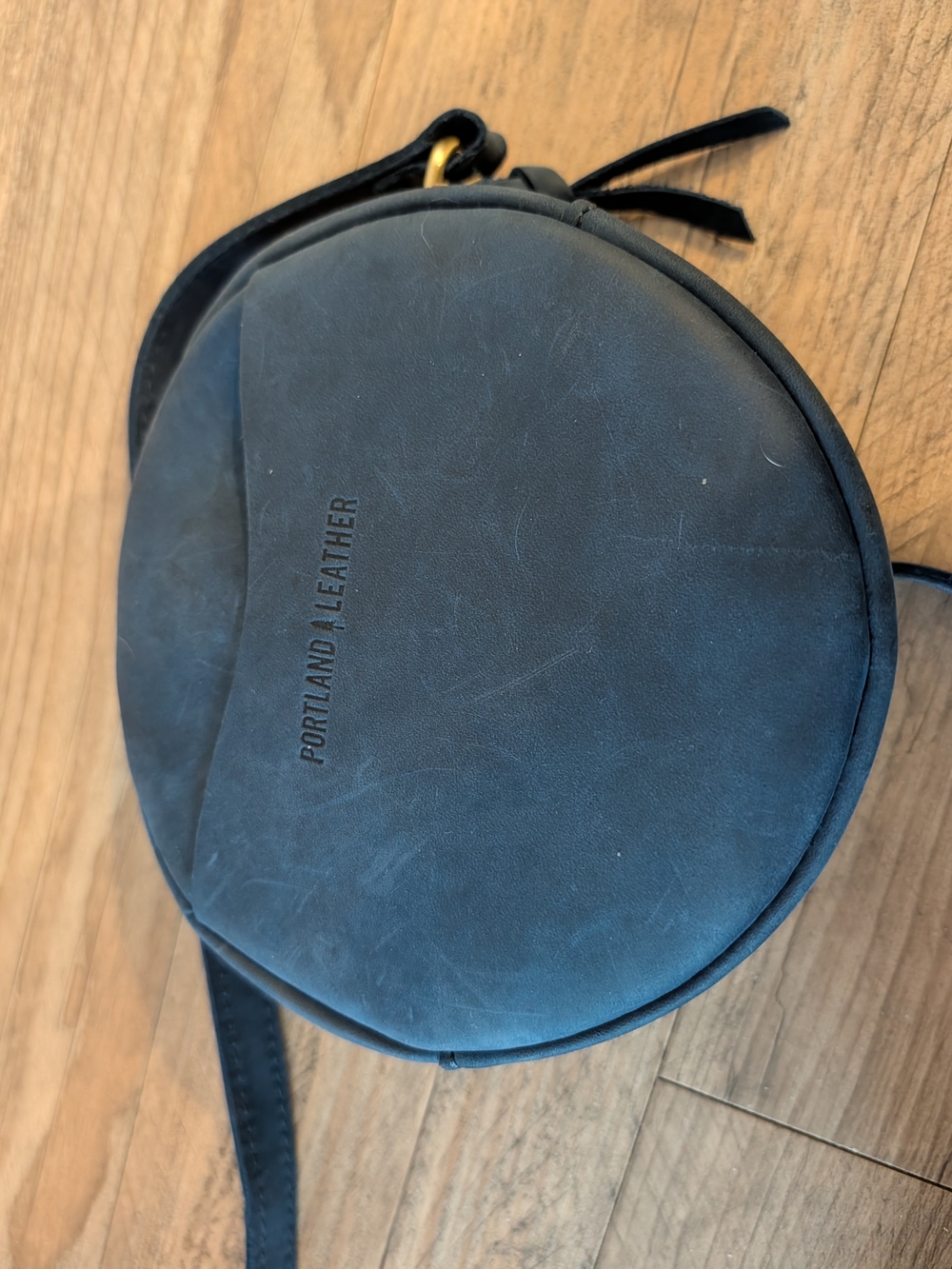 Portland Leather Round Crossbody Belt Bag in Cobalt